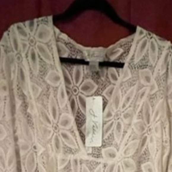 J Valdi Women’s White Flower Lace Swim Cover Up XL - Picture 3 of 5